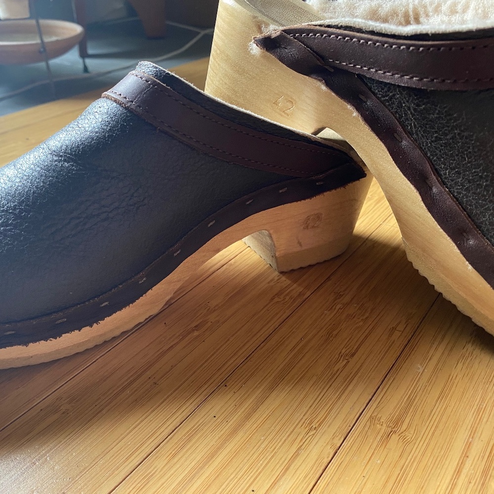 No 6 Dakota Shearling Leather mid clog -- handmade 42 (fits like 41)
